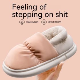 Men's Waterproof Cloth Plush Waterproof Cotton Shoes (Option: Apricot Kernel Powder-40 41 Suitable For 39 40 Yards)