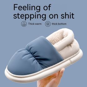 Men's Waterproof Cloth Plush Waterproof Cotton Shoes (Option: Deep Sea Blue-36 37 Suitable For 35 36 Yards)